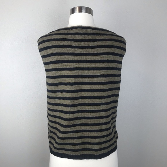 Vince Striped Cotton Cropped Shell Sweater - Picture 6 of 8